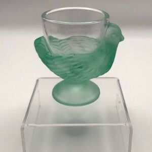 Vintage Luminarc Green Frosted Glass Egg Cup